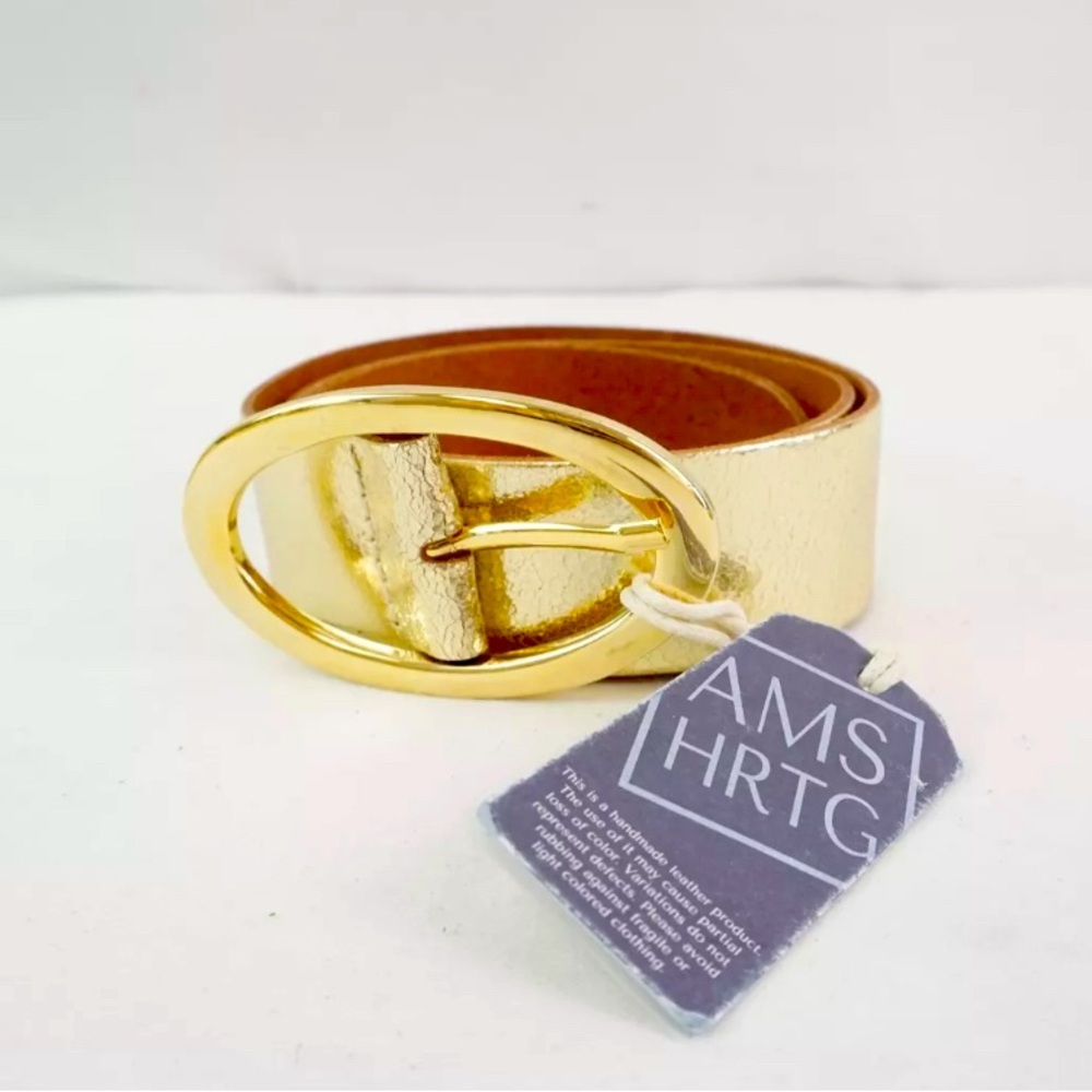 Amsterdam Heritage Unisex 105/42 Gold Leather Handmade Belt